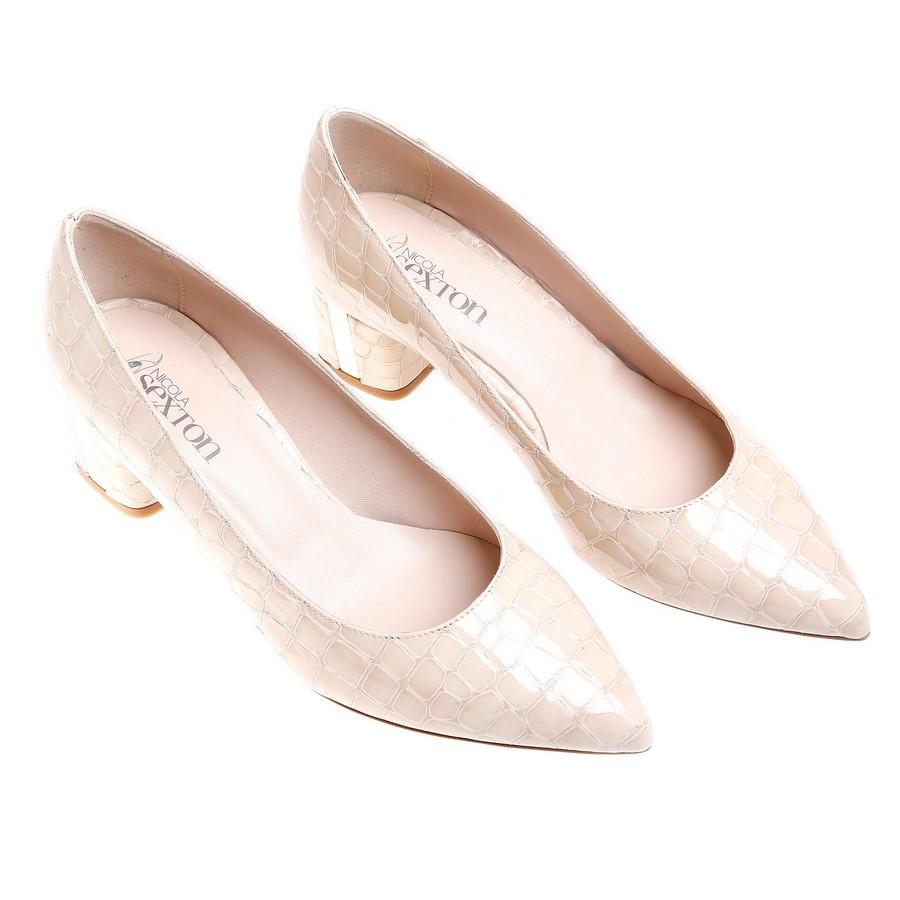 cream block heel court shoes