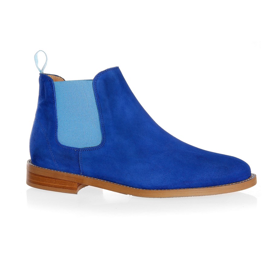 blue suede chelsea boot