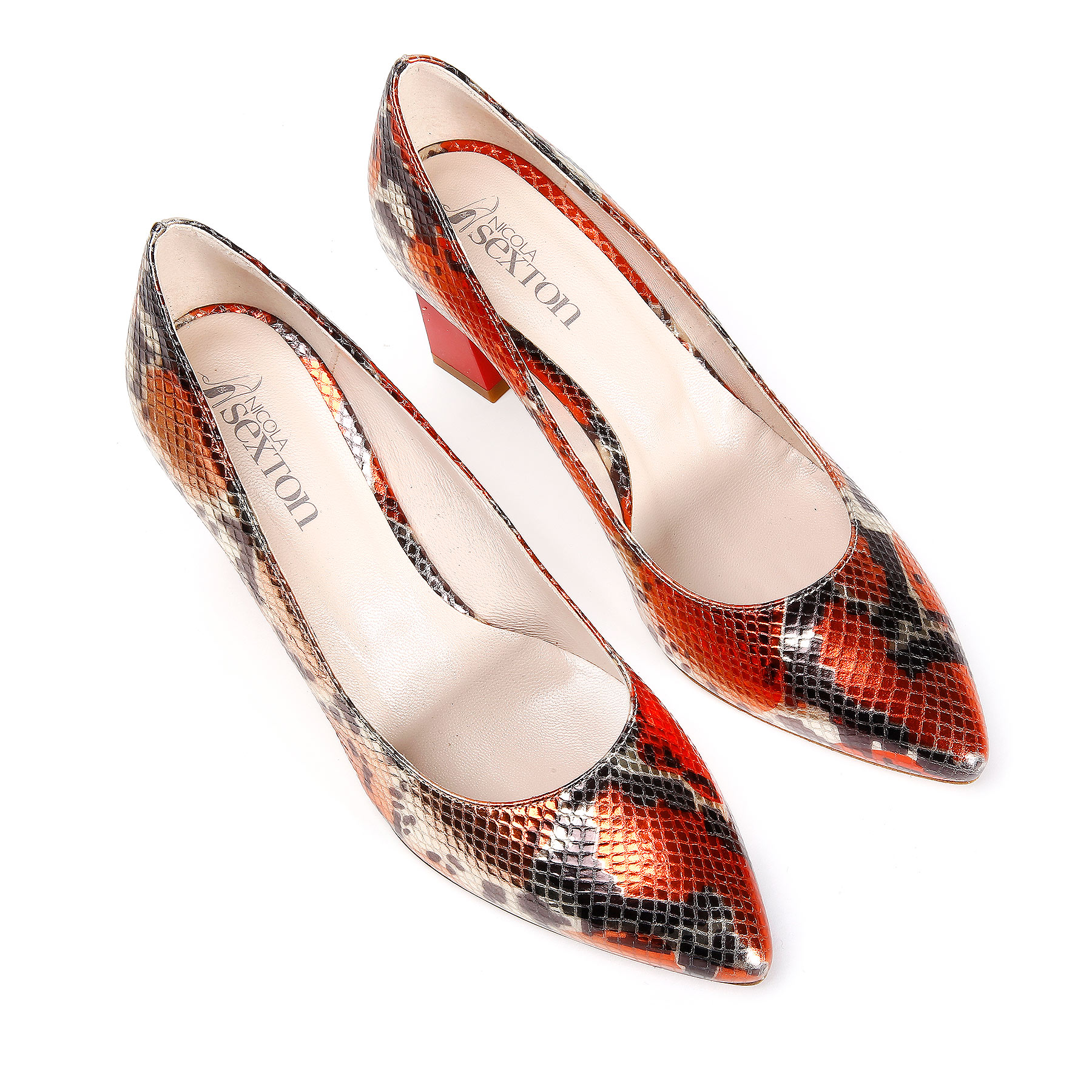 Orange Snake Court Shoe Nicola Sexton