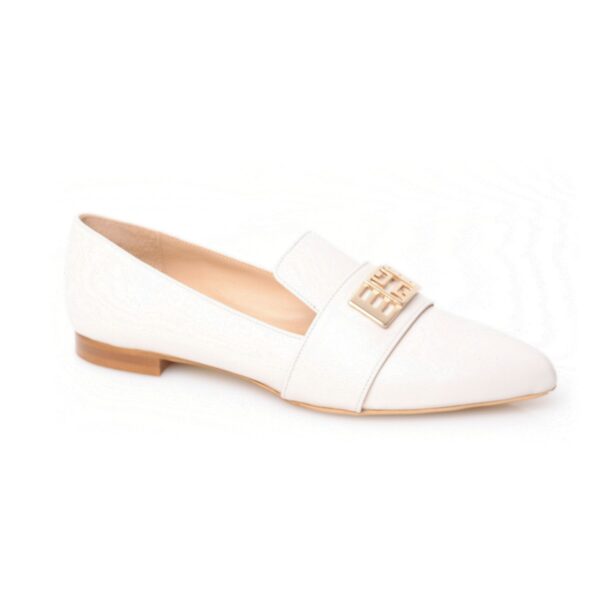 Cream Leather Pointed Pump