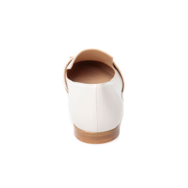Cream Leather Pointed Pump - Image 4