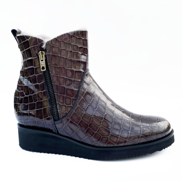 Grey Shearling Lined Ankle Boot