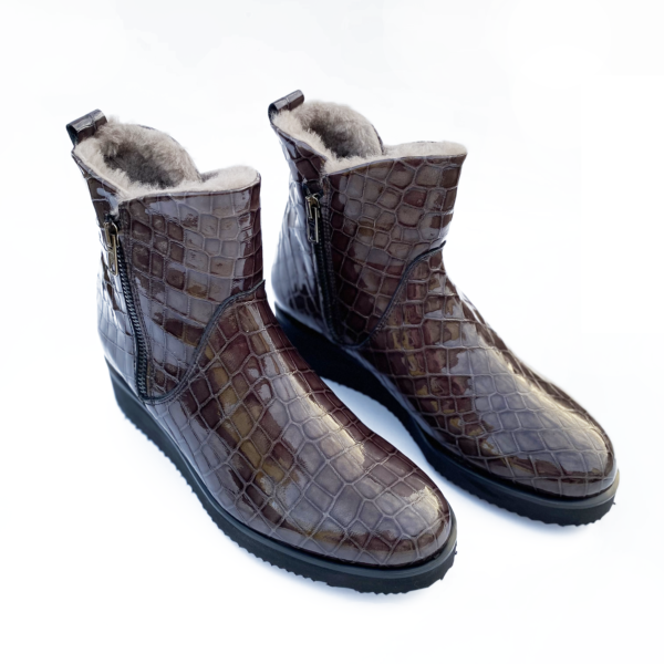 Grey Shearling Lined Ankle Boot - Image 2