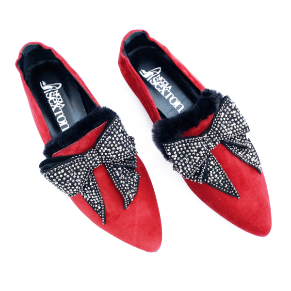 Red Diamanté Bow Pump - Image 2