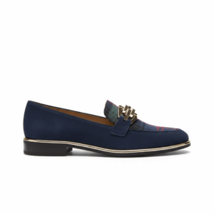 Nicola Sexton navy royal blue tartan loafer
