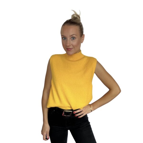 Mustard High Neck Knitted Vest - Image 2