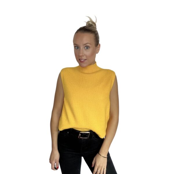 Mustard High Neck Knitted Vest