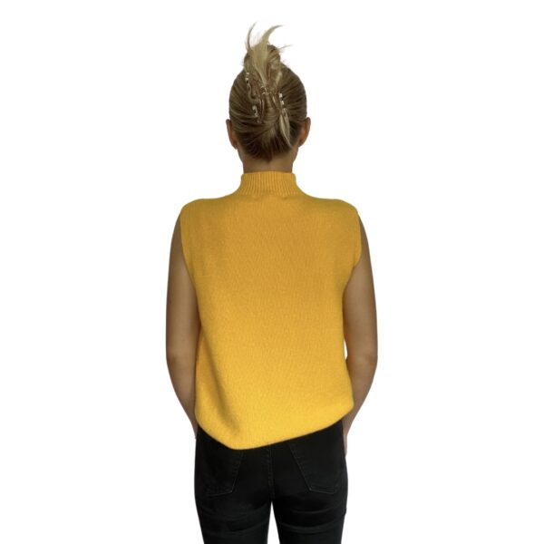 Mustard High Neck Knitted Vest - Image 3