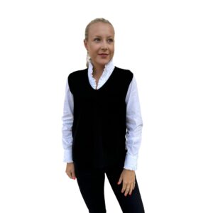 black v neck vest