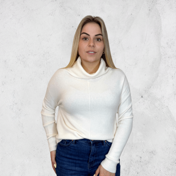 Cream Roll Neck Knit - Image 2