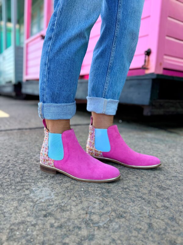Pink Tweed Chelsea Boot