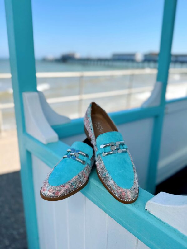 Aqua Blue Tweed Loafer