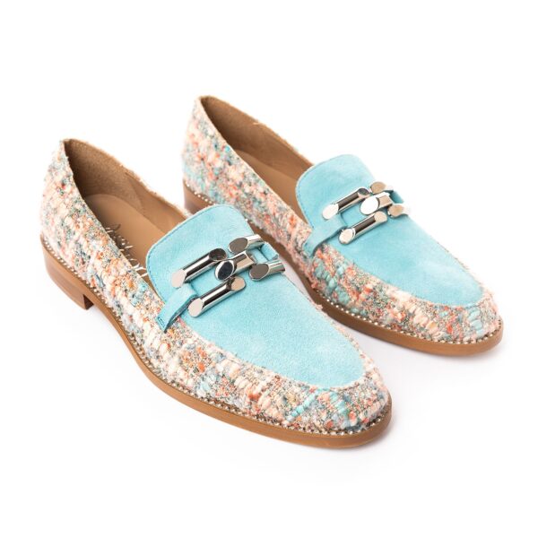 Aqua Blue Tweed Loafer - Image 6