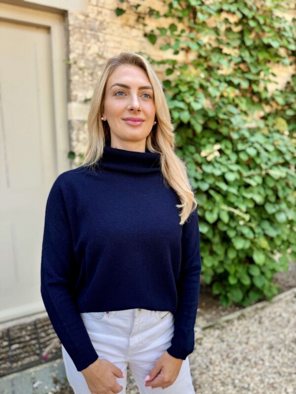 navy roll neck knit