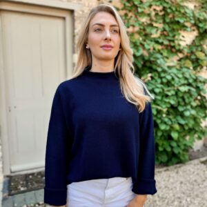 navy high neck knit