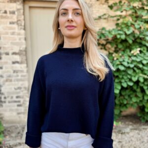navy high neck knit