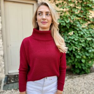 deep red high neck knit