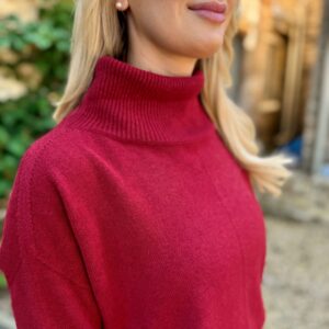 deep red high neck knit