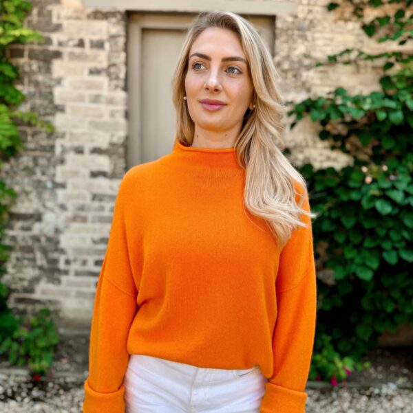 orange high neck knit