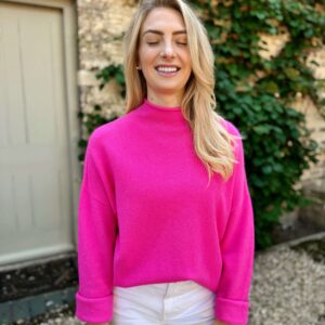 pink roll neck knit