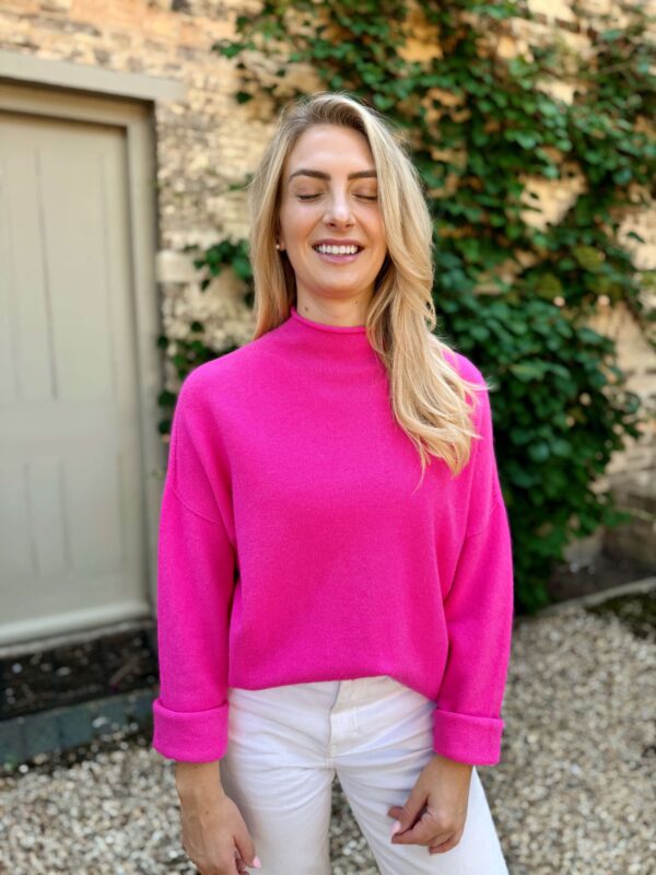pink roll neck knit