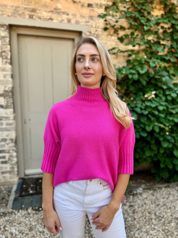 pink short sleeved knit