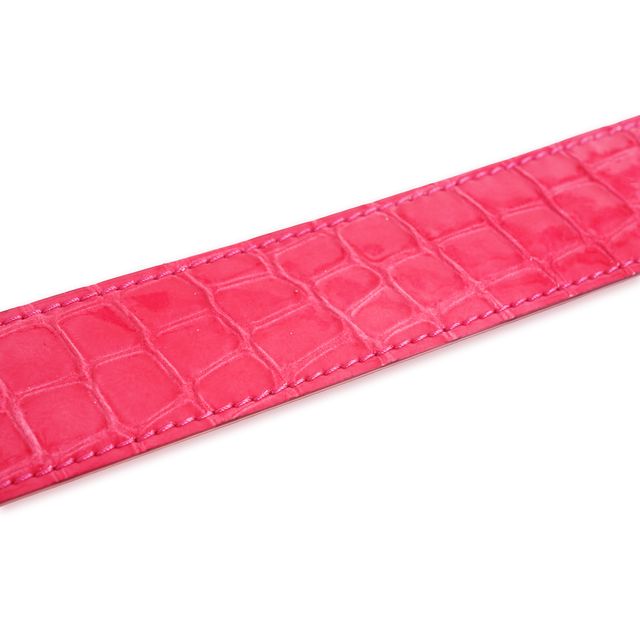 Pink croc wide leather belt with silver buckle – handmade in Italy to match Nicola Sexton pink croc loafers and handbag.