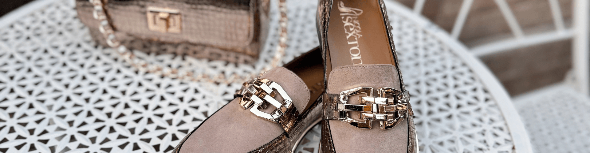 nicola sexto bronze loafer handbag bronze colelction