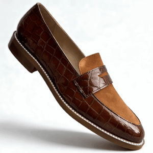 Women’s tan croc loafer by Nicola Sexton – Italian leather everyday loafer in classic tan.