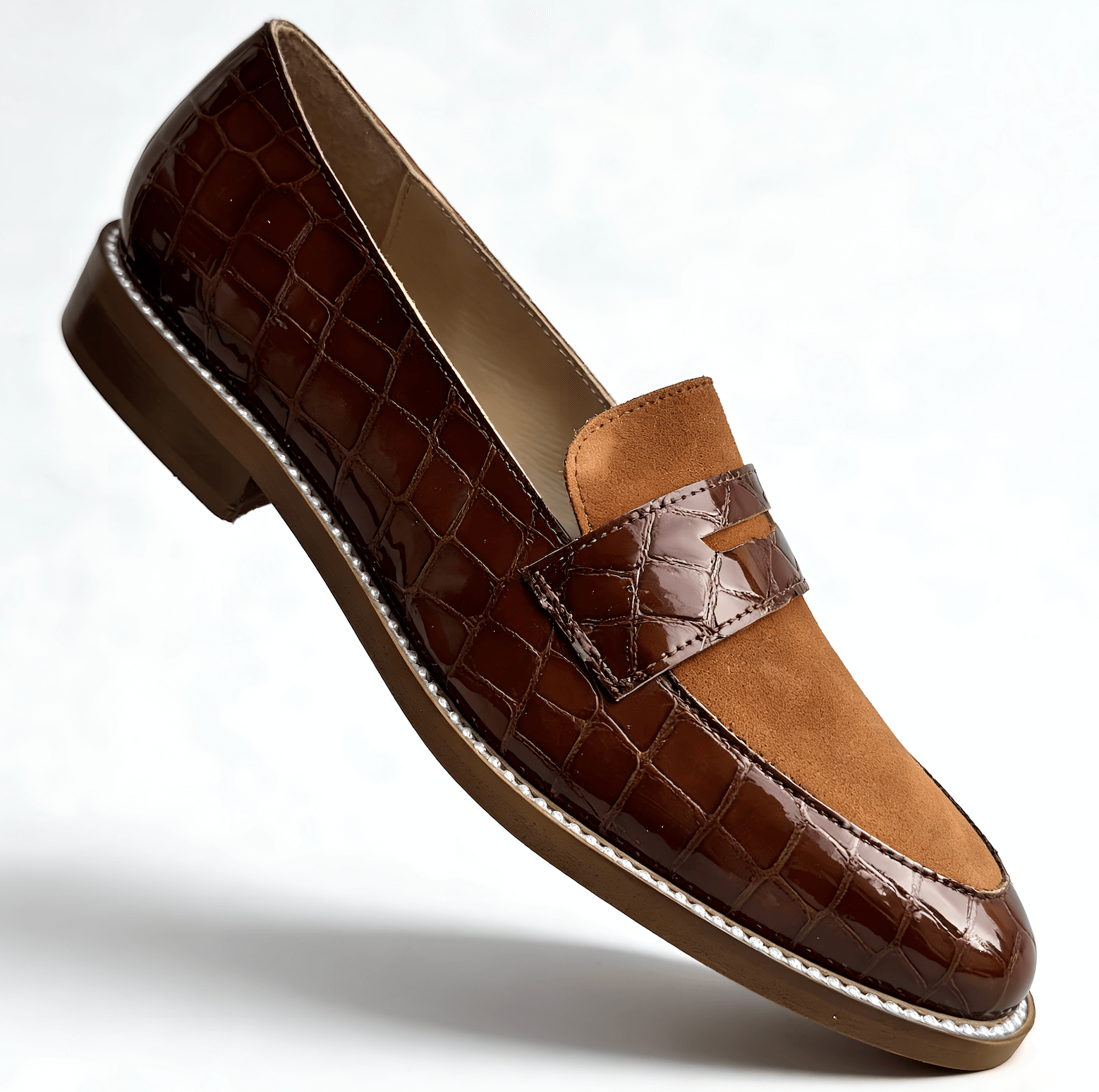 Women’s tan croc loafer by Nicola Sexton – Italian leather everyday loafer in classic tan.