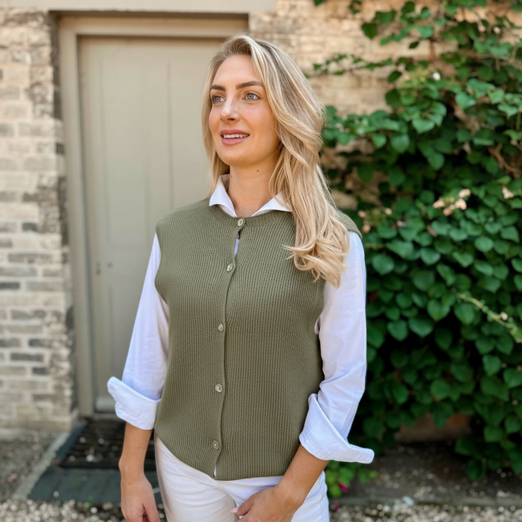 Nicola Sexton olive tank top knitwear